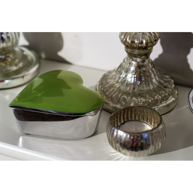 Metal Jewelry Box + Mirror, Lime