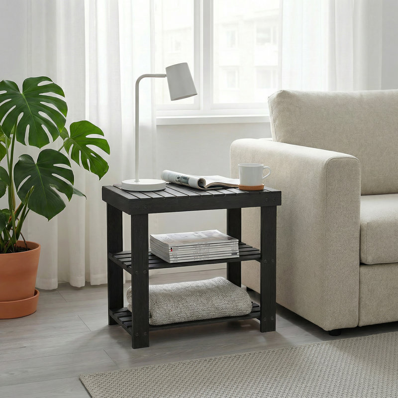 Banc à chaussures en bambou à 3 niveaux avec rangement et sièges 11 po x 20 po x 18 po, rangement pour la chambre à coucher