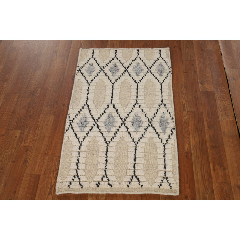 Tapis indien à motif géométrique treillis 2x3