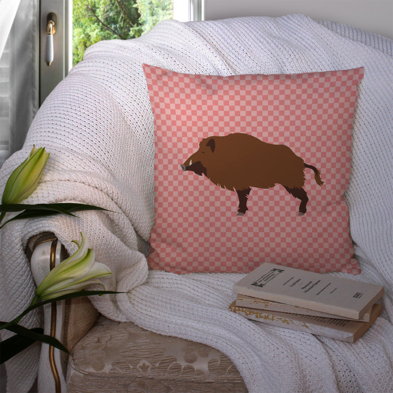 Coussin extérieur Wild Boar, 14 po x 14 po, Rose