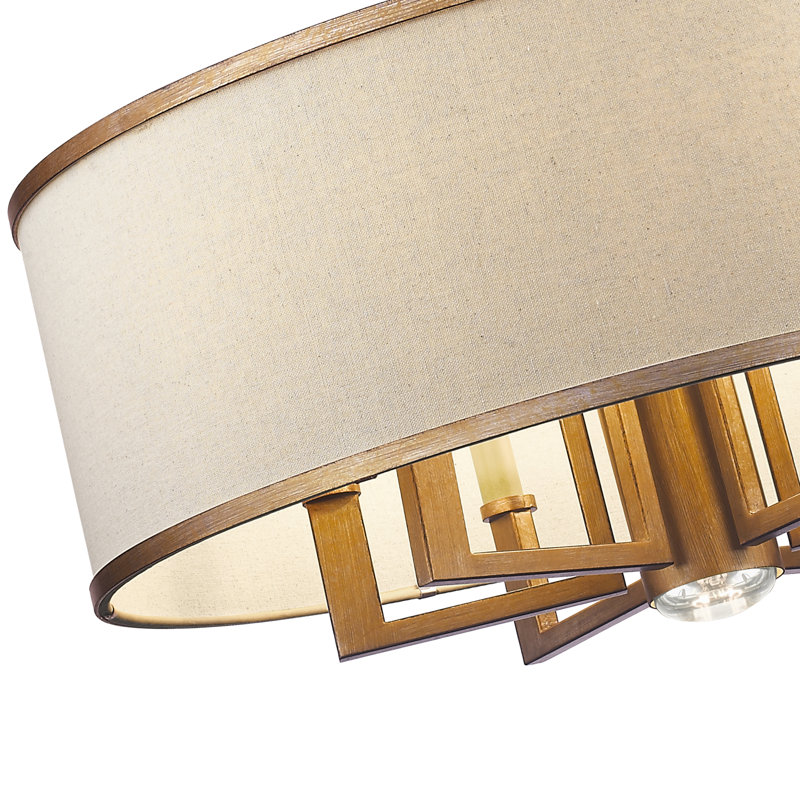 Berthine 7 - Light Dimmable Drum Chandelier, Hand Painted Antique Gold Leaf