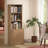 71" Oak Bookcase With Doors, 5-tier Fluted Tall Bookshelf With Storage For Home Office, Living Room-317914021