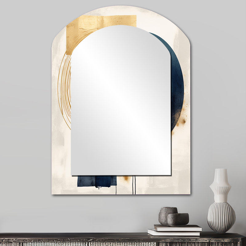 Moon Bliss On Delft Blue Sky Mid-Century II - Miroir mural moderne, 34 po x 25 po
