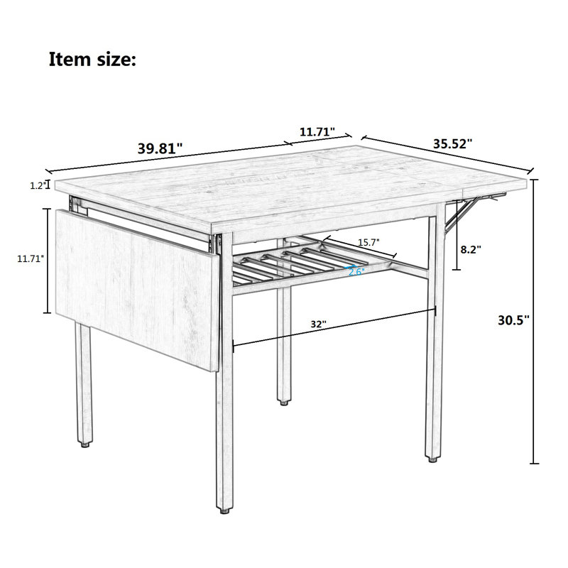 Hollenberg Extendable Metal Base Dining Table, Rustic Gray