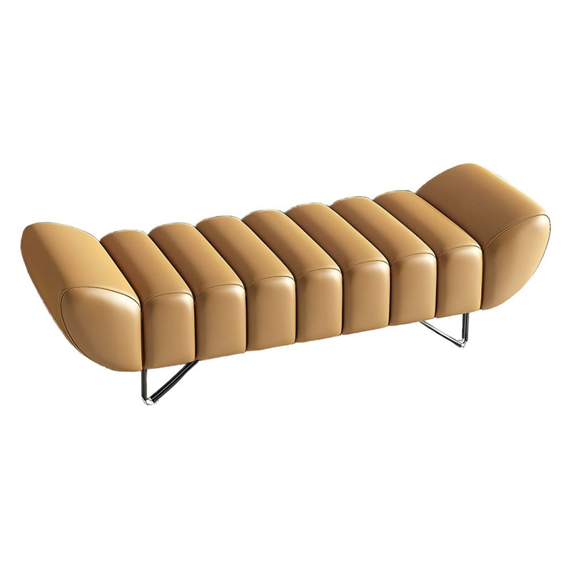 Banc rembourré en cuir Tatelynn, Orange
