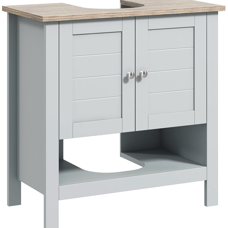 Meuble-lavabo de salle de bain sous lavabo, gris, tablette réglable pour commode de rangement compacte, armoire avec tablette, gris