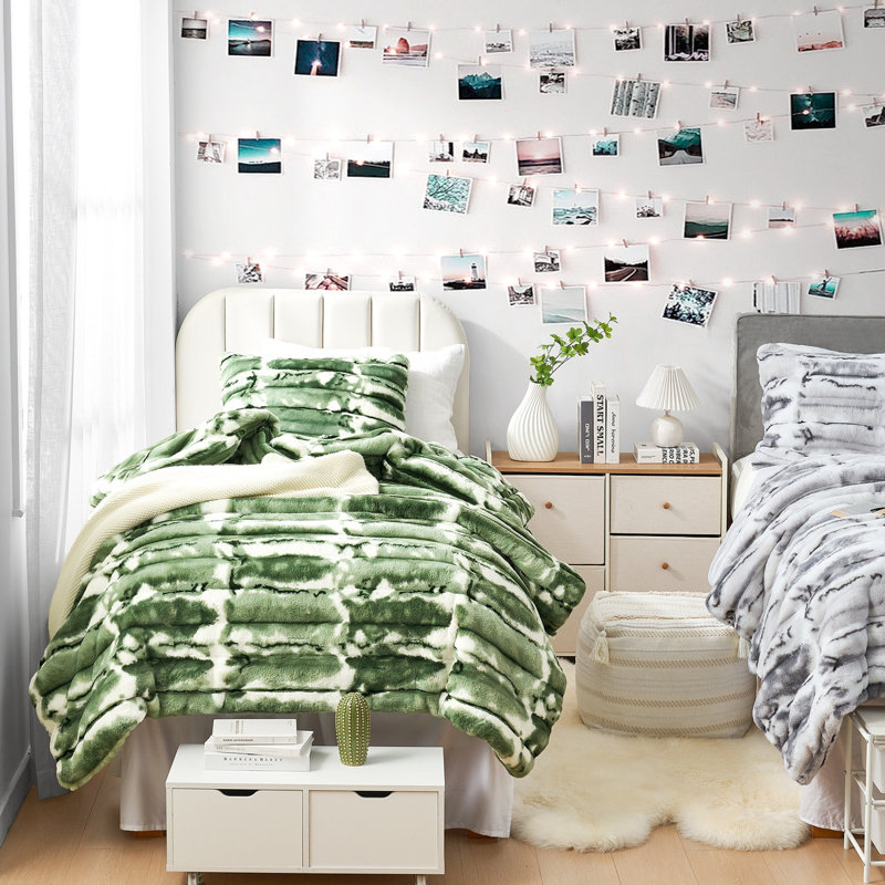 Ensemble d'édredon surdimensionné Coma, Édredon simple extra long + 1 taie décorative st, White/Green