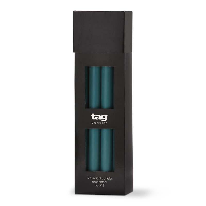 Color Studio Straight Candle Wine, Teal, 12" H x 0.83" W x 0.83" D