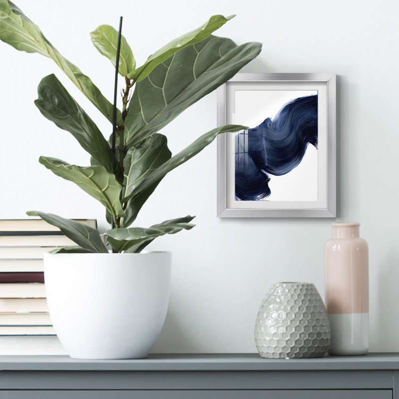 «Drifting Sea II», reproduction encadrée, Papier avec cadre argenté, Blanc