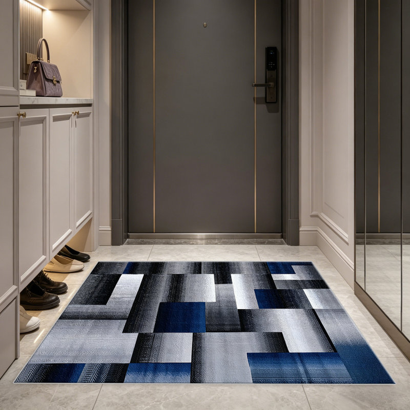 Blue Geometric Abstract carpet-easy to clean, machine-washable, soft and comfortable; suitable for door mats, kitchens, living rooms, bedrooms, corridors, and laundry areas. Easy to clean, durable carpet for home decoration.