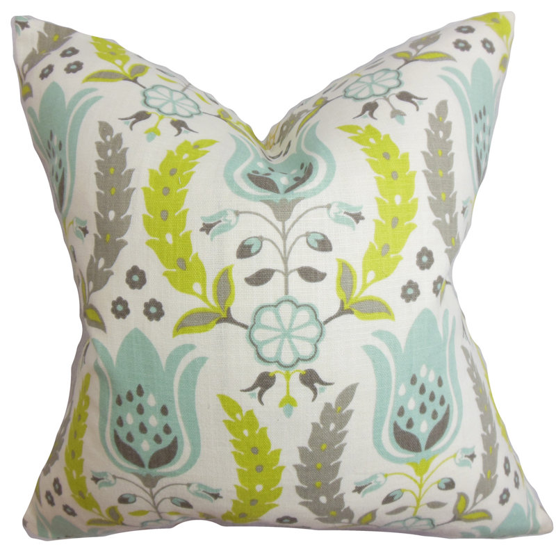 Eithne Floral Cotton Reversible Throw Pillow, Pool, 20" x 20"