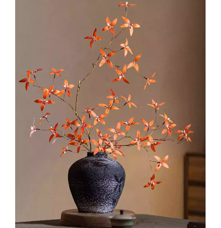 Autumn Pomegranate Leaf Stem, [B]-Three Stems, Large