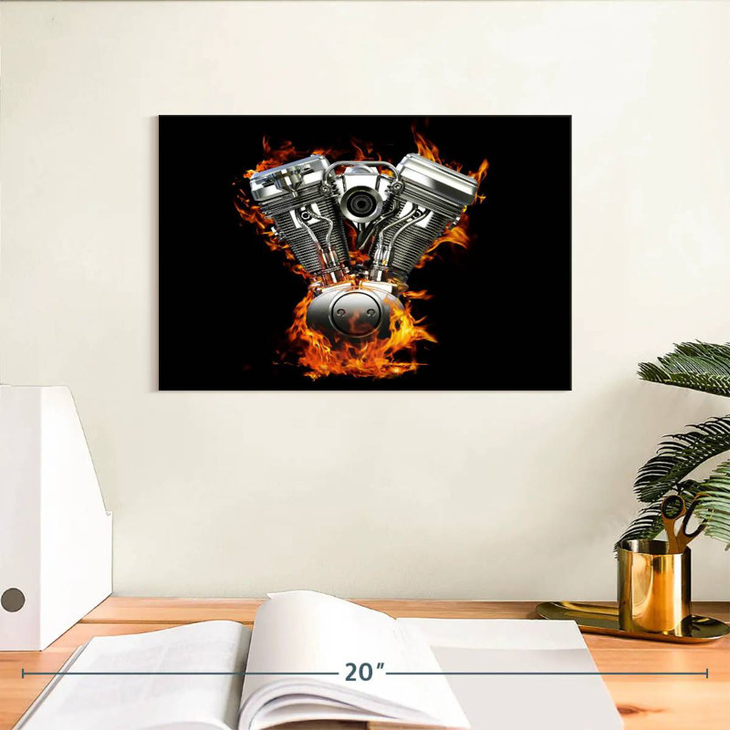 Mehar Blazing Motorcycle Engine, 8" H x 12" W
