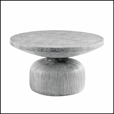Weathered Grey Coffee Table with Round Top and Pedestal Base, Perfect for Stylish and Functional Living Spaces