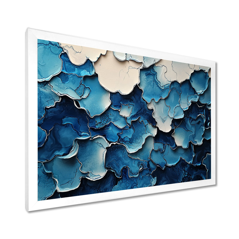 Okla - Abstract Large Wall Art, H 34 po x l 44 po, Cadre simple, Blanc