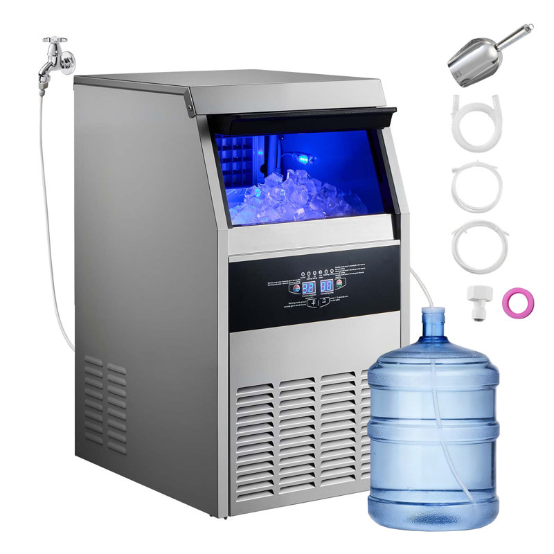Machine à glaçons commerciale, 78 lb / 24 h avec capacité de rangement de 30 lb, encastrée / autoportante / sous le comptoir, machine à glaçons en acier inoxydable avec affichage DEL et autonettoyante, pour bar maison