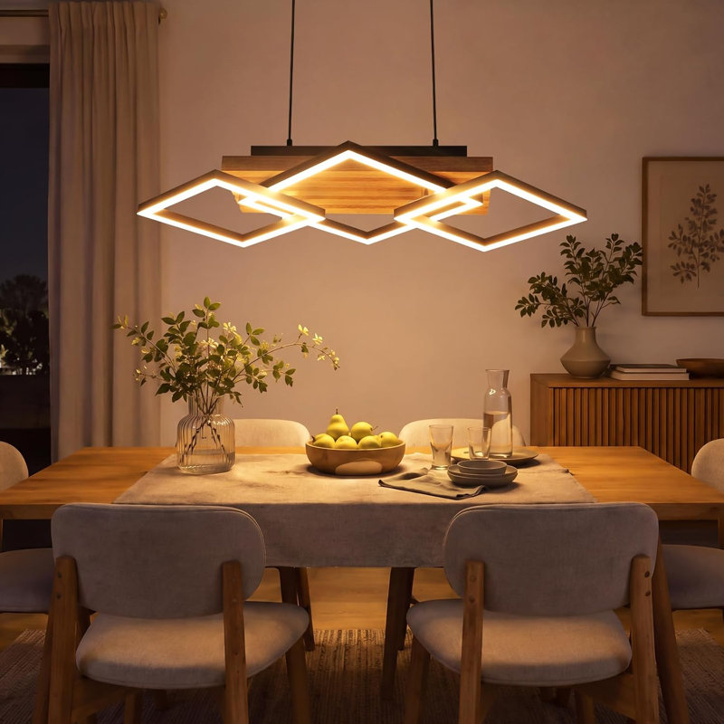 3-Light Black Dimmable LED Kitchen Island Pendant