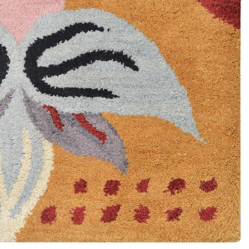 Hand Tufted Wool Eco-Friendly Area Rugs - Rectangle, Gold Color, Floral Modern Design, High Pile Thick Handmade Anti Skid Area Rugs for Living Room, Bed Room