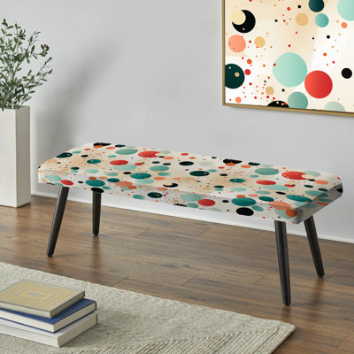 Polka Dots Upholstered Black Bench