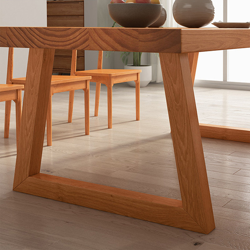 Light Brown Rectangular Solid Wood Dining Table, 29.53"H x 78.74"L x 31.5"W