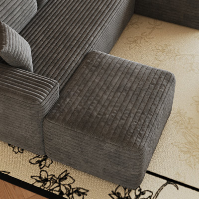 Repose-pieds en velours côtelé à compression de 37,5 po de largeur pour salon modulaire
