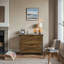 3 Piece Wood Executive Writing Desk Office Set - Rustic Oak