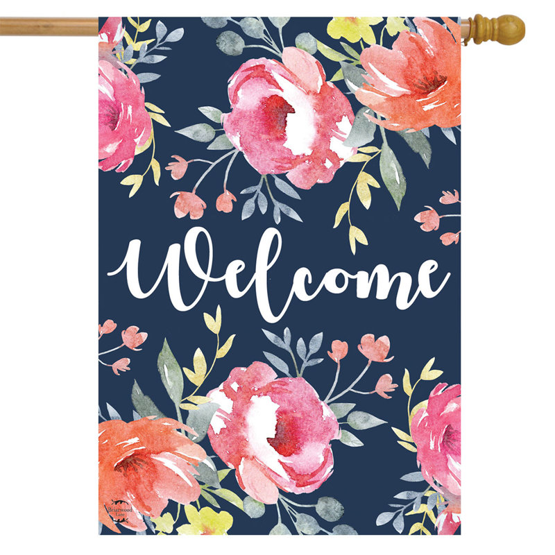 Drapeau aquarelle de maison florale