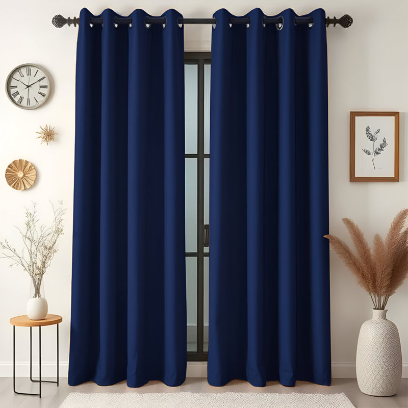 260 GSM Thermal Blackout Eyelet Curtains, Single Panel 167cm Width x 213cm Drop, Dark Grey
