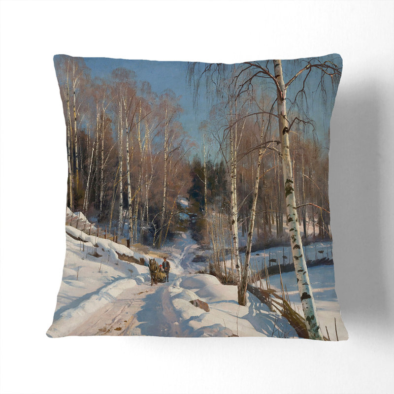 Sleigh Ride on a Sunny Winter Day Scatter Cushion, Black, 40cm H x 40cm W x 15cm D