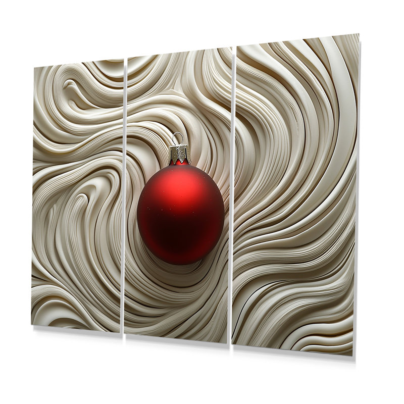 Rouge et blanc «Christmas Peppermint Swirl II», ensemble d'art mural de Noël, Métal métal, H 32 po x l 48 po x P 1 po
