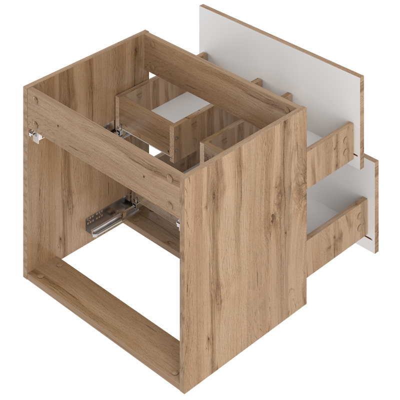 Aree Wall Mounted Required Bathroom Storage Furniture Set, Natural