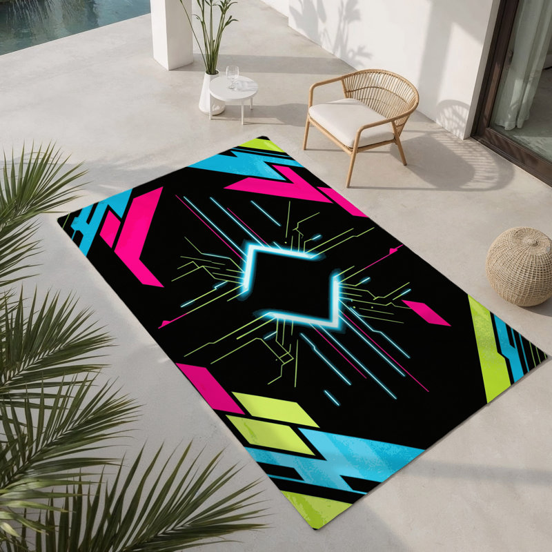 Tapis intérieur et extérieur Cyber Swirl, Rectangle 4pi x 6 pi