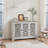 Antique White Buffet Server Console Cabinet - 44" Vintage Storage with Carved Doors for Kitchen, Dining Room, Living Room