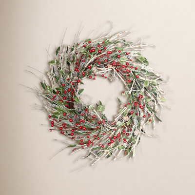 24" Handcrafted Birch Pinecone Christmas Wreath