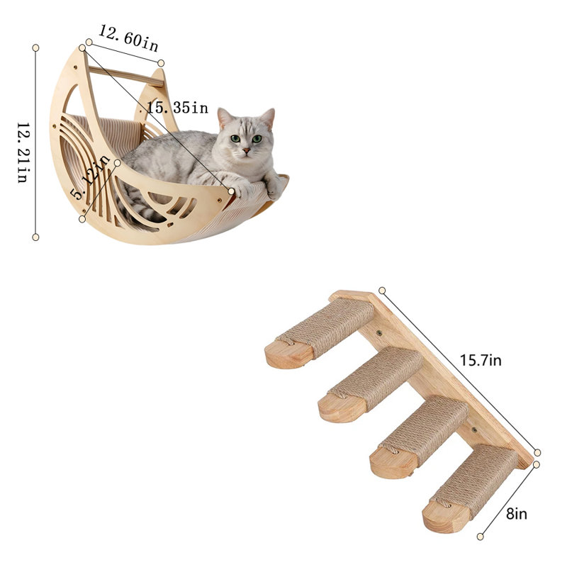 Cat Wall Climbing Shelves Hammock Set