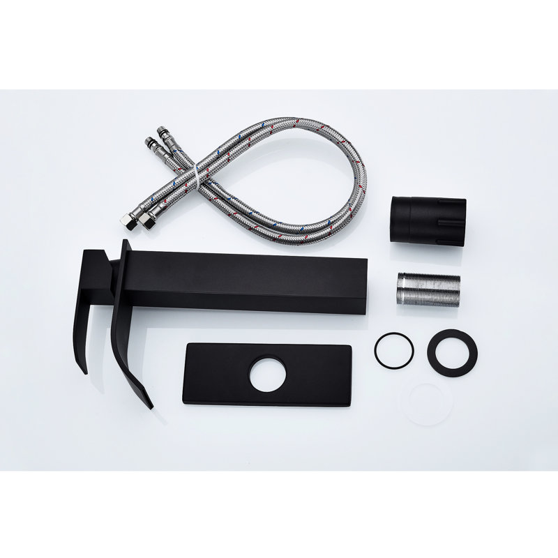 Bathroom Sink Faucet With Waterfall Spout And Single Handle In Matte Black, Made Of Superior Stainless Steel For A Stylish To Corrosion Rust