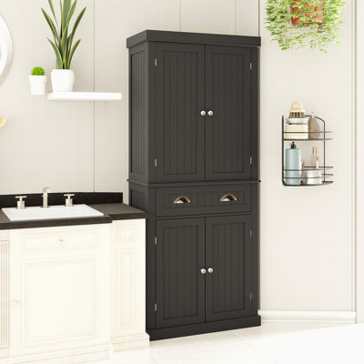 71" Kitchen Pantry Storage Cabinet , With 4 Doors, Drawer, 2 Adjustable Shelves, Freestanding Cupboard For Dining Room Living Room, Laundry by Winston Porter