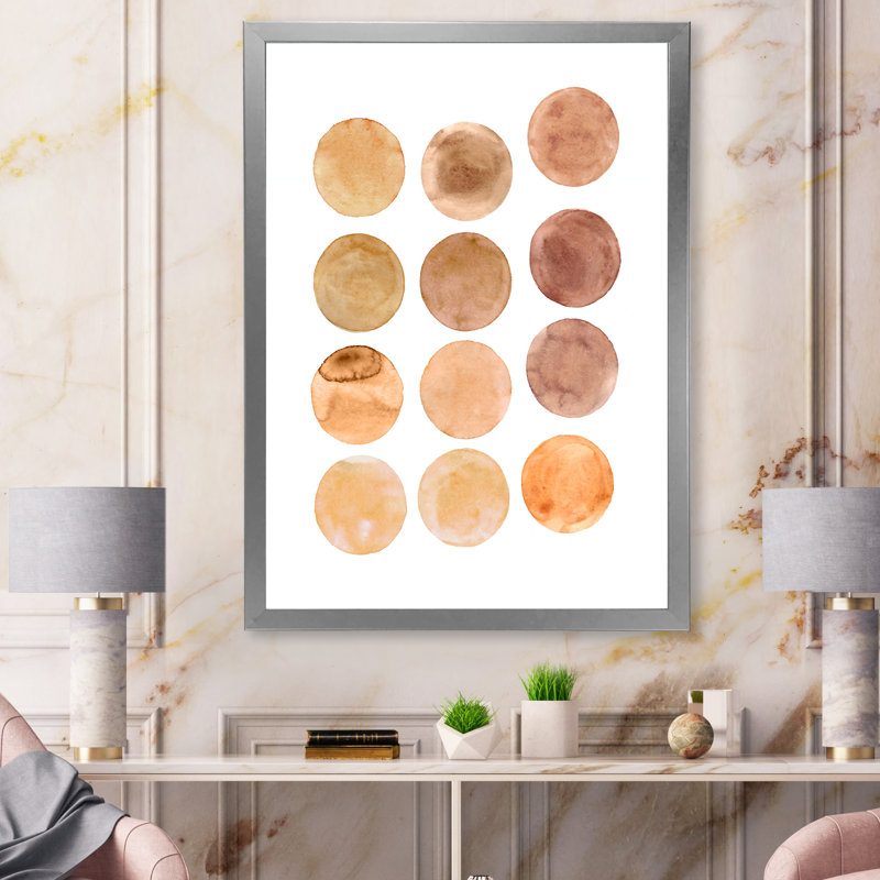 Cercle de douze nuances de brun - Impression sur toile, H 32 po x l 16 po, Cadre photo argenté