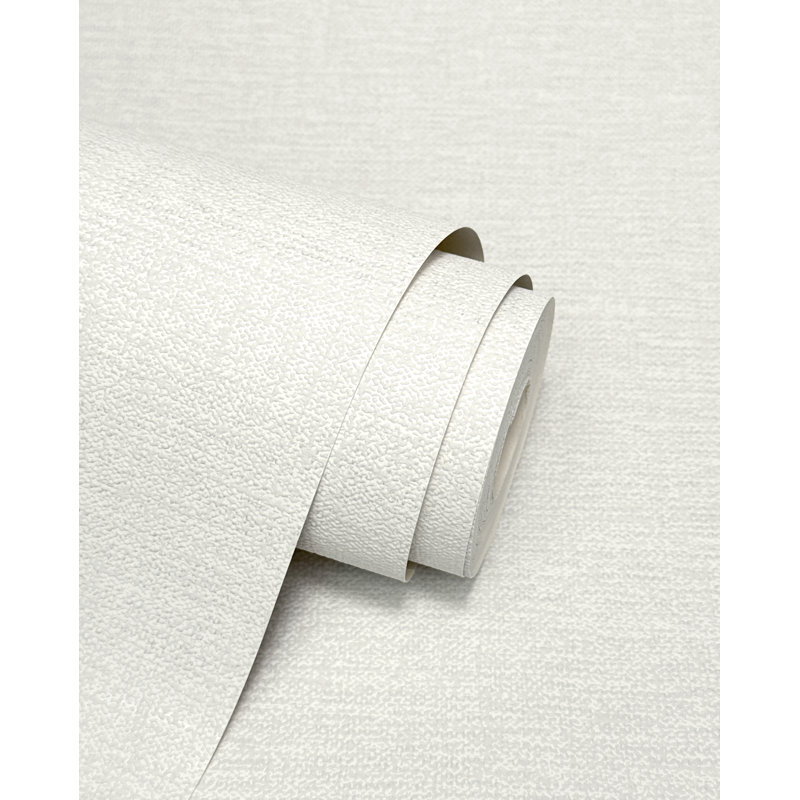 Isla Plain Luxury Textured Vinyl Wallpaper, White