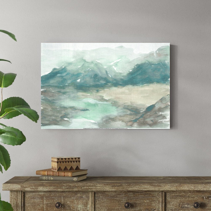 " Dark Teal Landscape " Painting Print, 24" H x 36" W