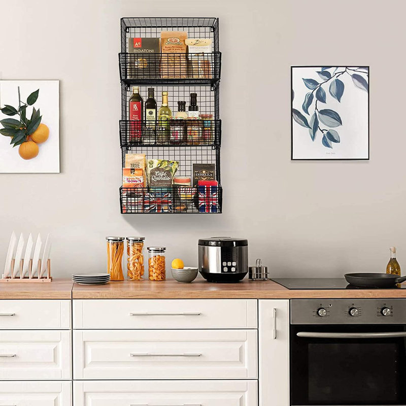 Metal Wall Organizer with Wall Baskets