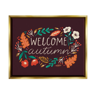 «Welcome Autumn Fall Botanicals», cadre flottant, impression sur toile