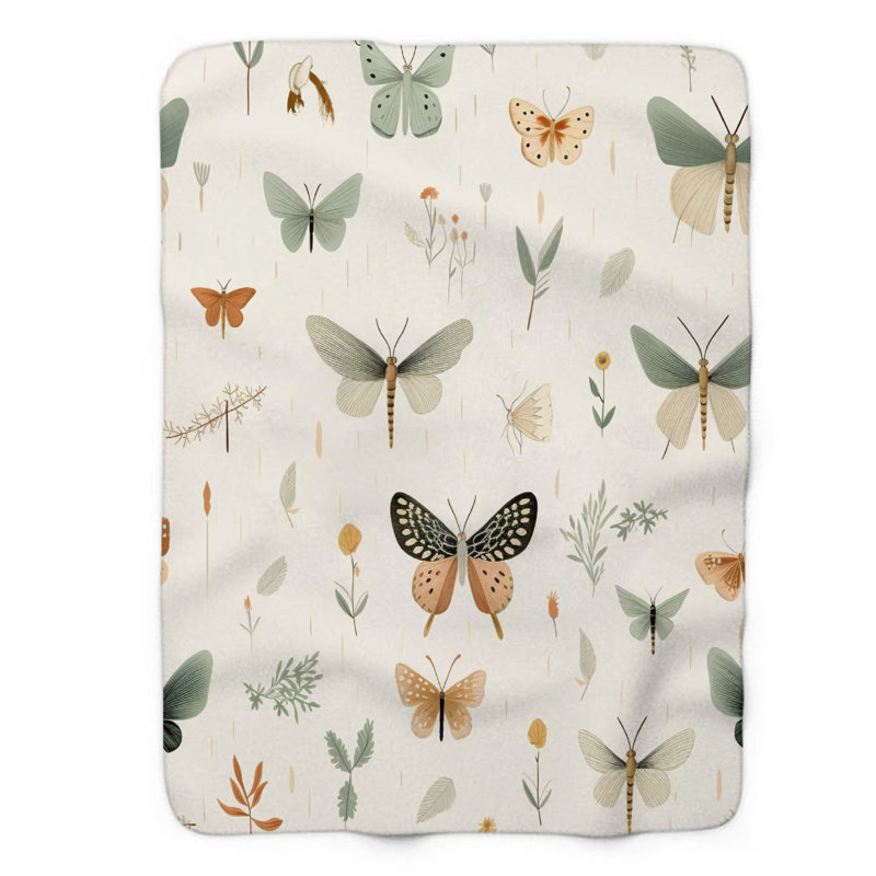 Moth Whispers - 1 pièce Sherpa Premium, Grand lit