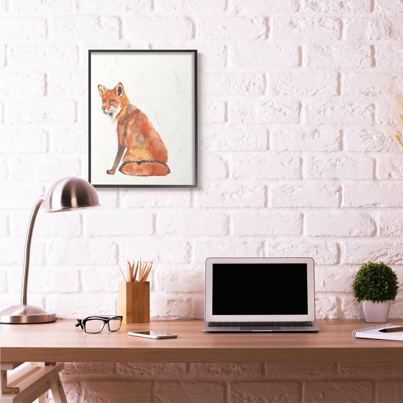 Jennifer de l’animal aquarelle orange "par grolier-non-encadré, H 30 po x l 24 po x P 1,5 po, Giclée encadrée noir minuit