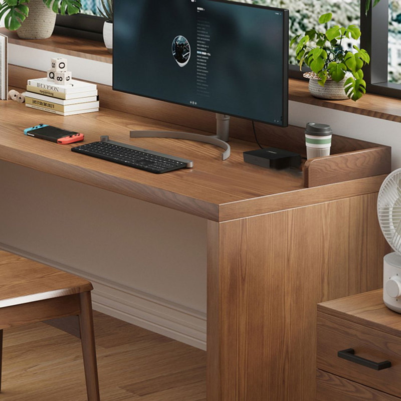Bureau d'écriture en L en noyer massif, Côté gauche, 29.53" H x 62.99" W x 47.24" D