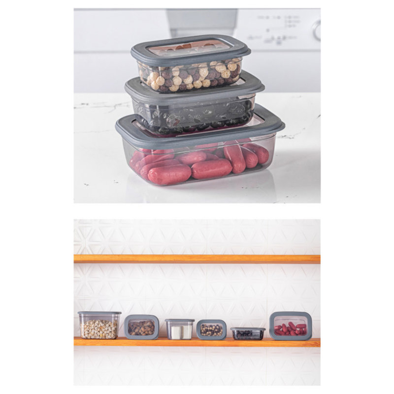 Durable 3-Piece Storage Box Set, Anthracite Color | BPA-Free Plastic, 5.5 x 8.0 x 2.6 in (1200 ml), 4.7 x 6.5 x 2.2 in (670 ml), 3.9 x 5.5 x 1.8 in (400 ml) | Dishwasher Safe, Ideal for Organizing Home & Office Spaces