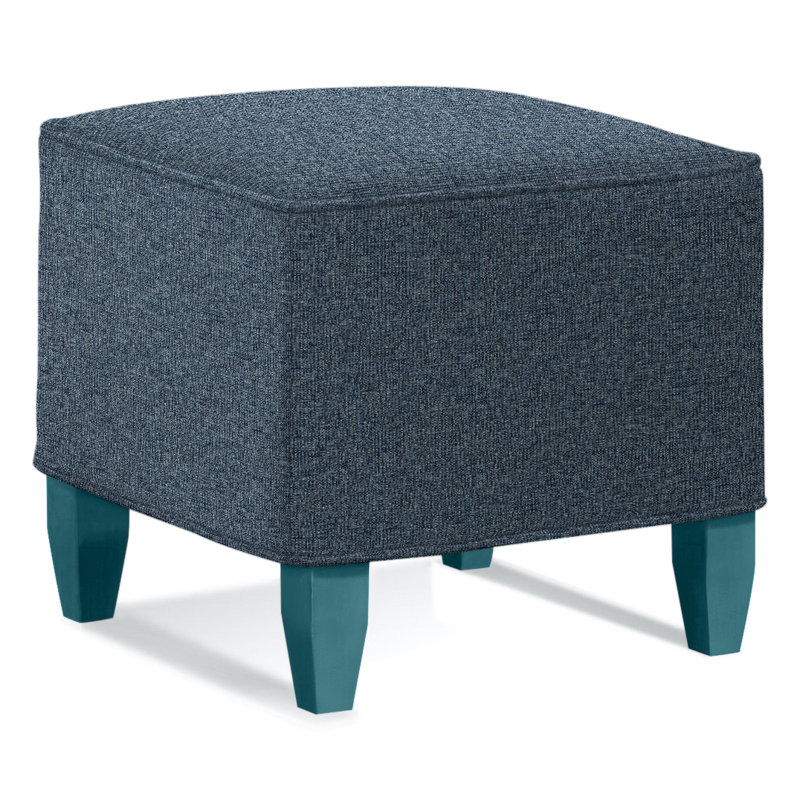 Brooklyn Square Ottoman, Basic Blue 100% Polyester, Nickel