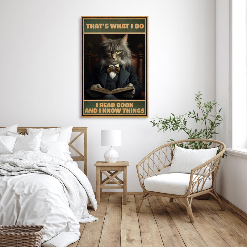 "Chat que je lis des livres et je sais choses" - 1 pièce, L 24 po x H 36 po