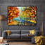 Impression de toile de paysage orange sur fond de feuilles de forêt d'automne orange pour le décor de chambre à coucher M03-104074589-104074592