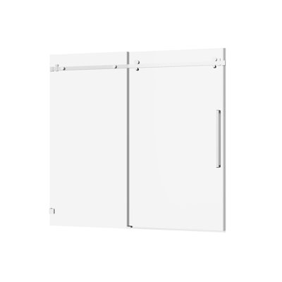 56" - 60" W  x 58" H Frameless Bathtub Sliding Door, 1/4" Tempered Glass with Easy-Clean Coating & Adjustable Width